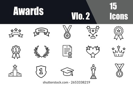 "Awards Line Icon Set Vol. 2: Minimalist Line Icons for Excellence, Success, and Accomplishments"