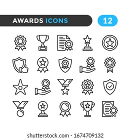 Awards line icons. Outline symbols collection. Premium quality. Vector thin line icons set