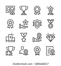 Awards line icons set. Modern graphic design concepts, simple outline elements collection. Vector line icons