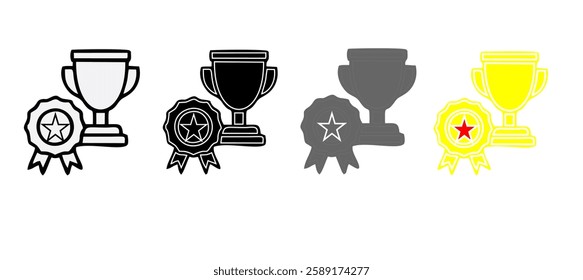 Awards line icons set. Reward, bonus, loyalty, star, winner, benefit, trophy cup, medal, champion, awards and bonuses outline icon collection. Thin outline icons pack.