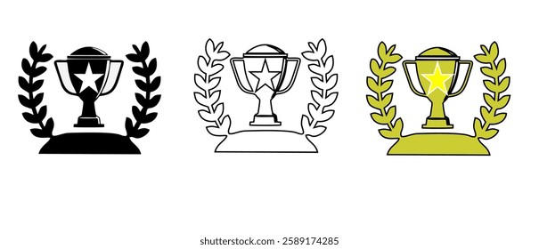 Awards line icons set. Reward, bonus, loyalty, star, winner, benefit, trophy cup, medal, champion, awards and bonuses outline icon collection. Thin outline icons pack.