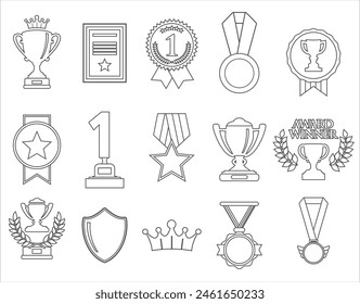 Awards line icons simple outline elements collection modern graphic design concept