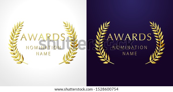 Awards logotype set. Isolated abstract graphic\
design template. Celebrating elegant nomination banner decorative\
old tradition collection of #1 #2 #3 place, round shining cup\
symbols. White\
background
