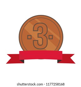 Awards medals icon vector, bronze, third place