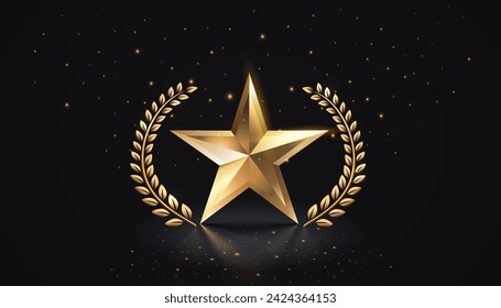 Awards nomination name podium, golden prize event, scene star ceremony. Vector illustration