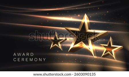 Awards nomination name podium, golden prize event, scene star ceremony. Vector illustration