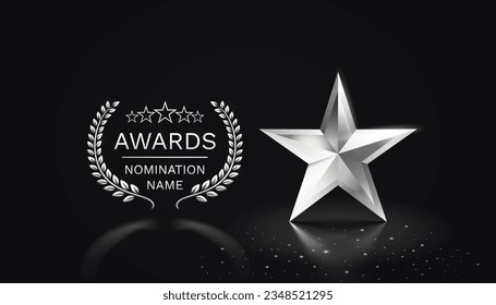 Awards nomination name podium, Silver prize event, scene star ceremony. Vector illustration