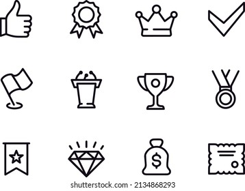 Awards  outline icon set vector design 