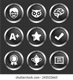 Awards and Personal Achievements on Black Round Buttons