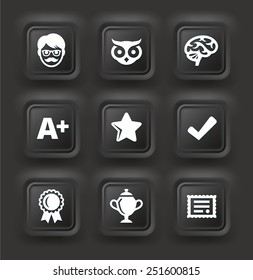 Awards and Personal Achievements on Black  Bevel Square Buttons