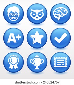 Awards and Personal Achievements on Blue Round Buttons