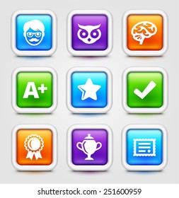 Awards and Personal Achievements on Multi Color Square Buttons