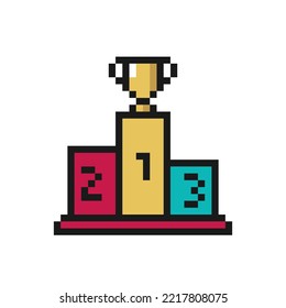 Prämiensymbol in Pixelkunst-Design einzeln auf weißem Hintergrund.