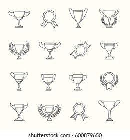 Awards and prize line icons. Awarding and winning linear vector signs for infographic