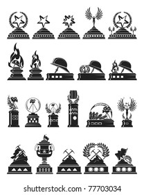 Awards and Prizes collection, gray scale, vector