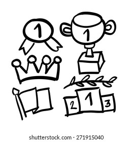 Awards & Prizes icon set of hand drawn