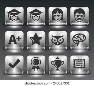 Awards and Professional Success on Silver Square Buttons