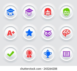 Awards and Professional Success on White Bevel Round Buttons