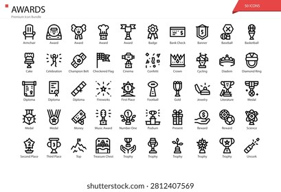 Awards Recognition Trophy Achievement Ceremony Icon Set