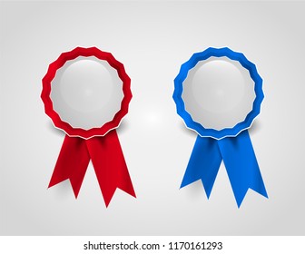 Awards with red and blue ribbons. Vector illustration esp10.