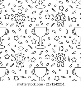 Awards seamless pattern. Vector illustration isolated on white background. 