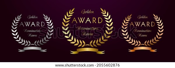 Awards set creative concept. Isolated abstract\
graphic design template. Elegant nominee icons. First 1st, second,\
third places shiny symbols. Luxury congratulating frames.\
Celebrating decorative\
cups.