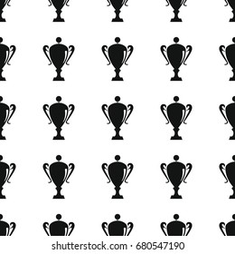 Awards sport winner black simple silhouette cup vector seamless pattern. Silhouette stylish texture. Repeating awards seamless pattern background for winner sport design