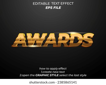 awards  text effect, font editable, typography, 3d text. vector template