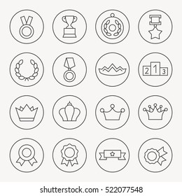 Awards thin line icon set