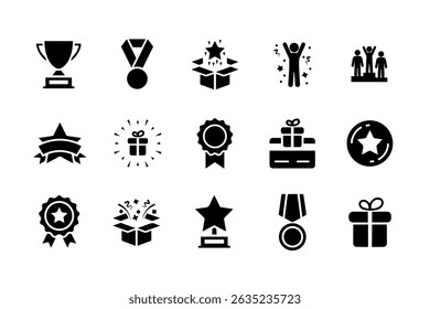 AWARDS - thin line vector icon Set on whiteborad