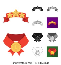 Awards and trophies cartoon,black,flat,monochrome,outline icons in set collection for design.Reward and achievement vector symbol stock web illustration.