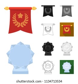 Awards and trophies cartoon,black,flat,monochrome,outline icons in set collection for design.Reward and achievement vector symbol stock web illustration.