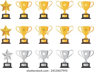 Awards and trophies flat vector icon icon collection