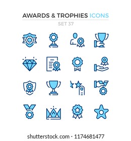 Awards and trophies icons. Vector line icons set. Premium quality. Simple thin line design. Modern outline symbols, pictograms.