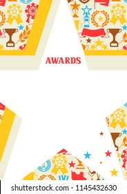 Awards and trophy background. Reward items for sports or corporate competitions.