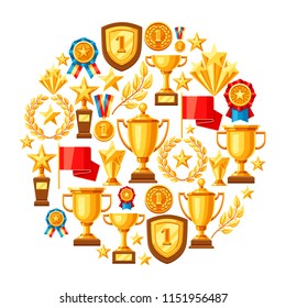 Awards and trophy background. Reward items for sports or corporate competitions.