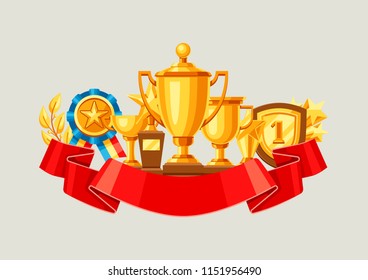 Awards and trophy background. Reward items for sports or corporate competitions.