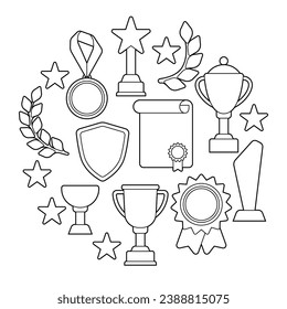 Awards and trophy background. Reward items for sports or corporate competitions.