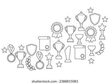 Awards and trophy background. Reward items for sports or corporate competitions.