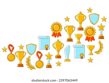 Awards and trophy background. Reward items for sports or corporate competitions.