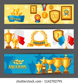 Awards and trophy banners. Reward items for sports or corporate competitions.