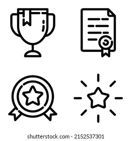 Awards And Trophy Flat Icon Set Isolated On White Background