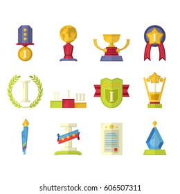 Awards and trophy icons set
