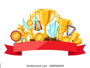 Awards and trophy illustration. Reward background for sports or corporate competitions.