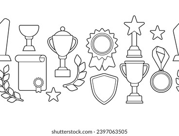 Awards and trophy pattern. Reward items for sports or corporate competitions.