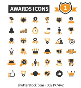 awards, trophy, prize icon & sign concept vector set for infographics, website