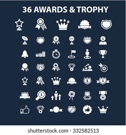 premios, trofeo, iconos de premios conjuntos, vector