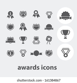 awards, trophy, victory icons set, vector