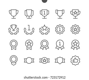 Awards UI Pixel Perfect Well-crafted Vector Thin Line Icons 48x48 Ready for 24x24 Grid for Web Graphics and Apps with Editable Stroke. Simple Minimal Pictogram Part 1-4