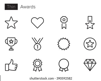 Awards Vector icons set Thin line outline